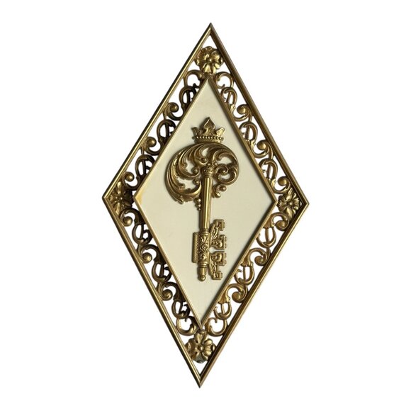 Syroco Set Of 4 Vintage Gold Diamond-Shaped Wall Plaques Ornate Design MCM Decor - Picture 9 of 16